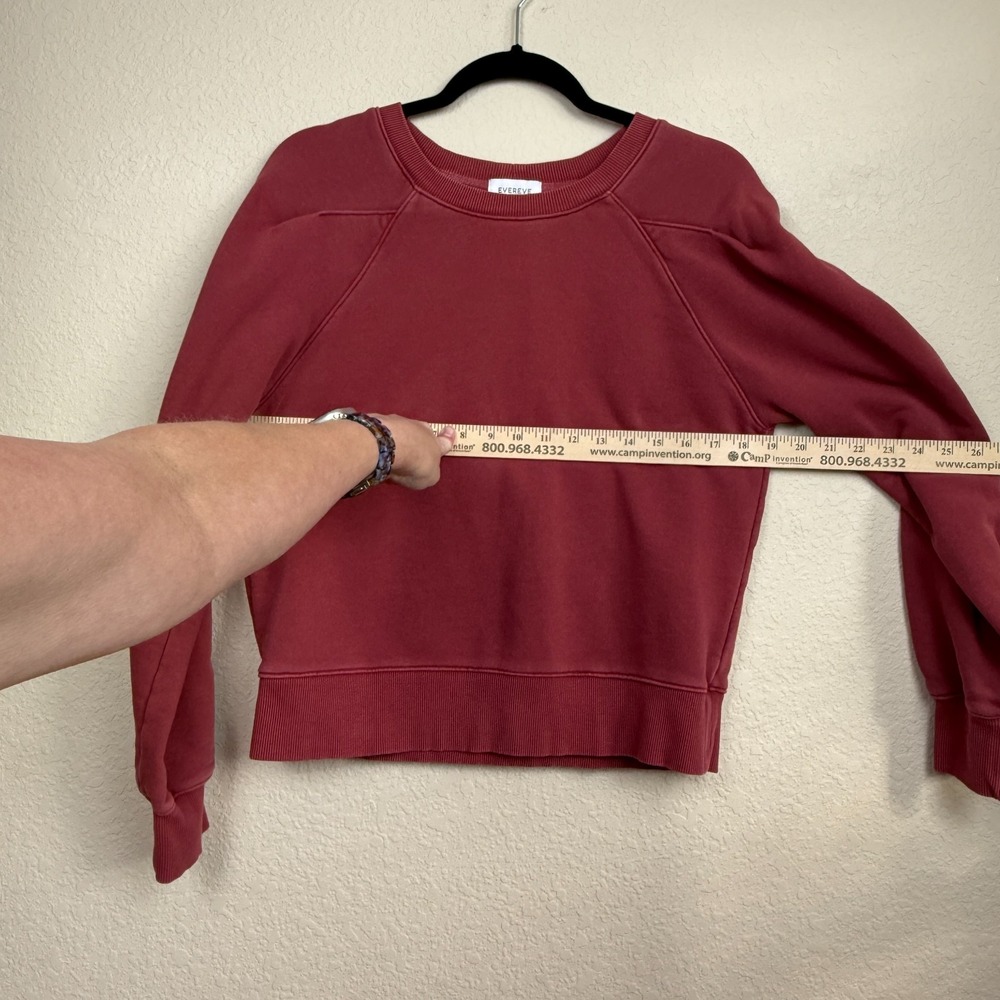 Evereve Heritage Sweatshirt Red Cotton Blend Classic Staple Medium Vintage - Picture 2 of 6